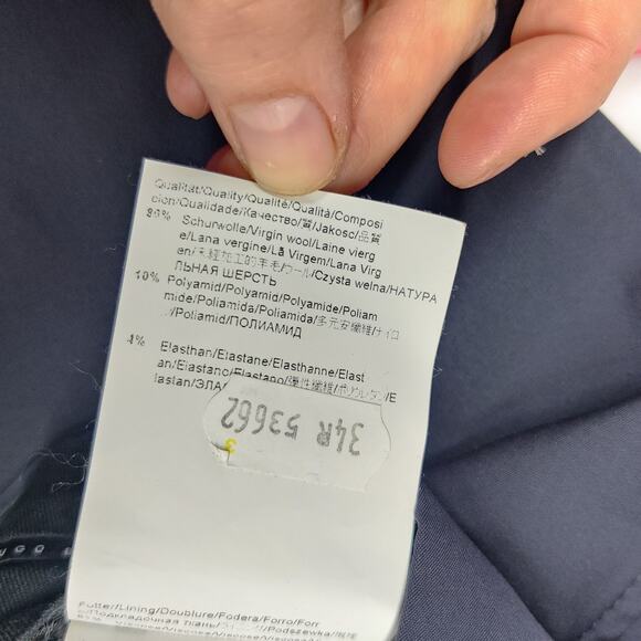 Hugo Boss Virgin Wool Blend Passolini Movie Navy Suit Dress Pants 40R Trousers - Picture 9 of 16